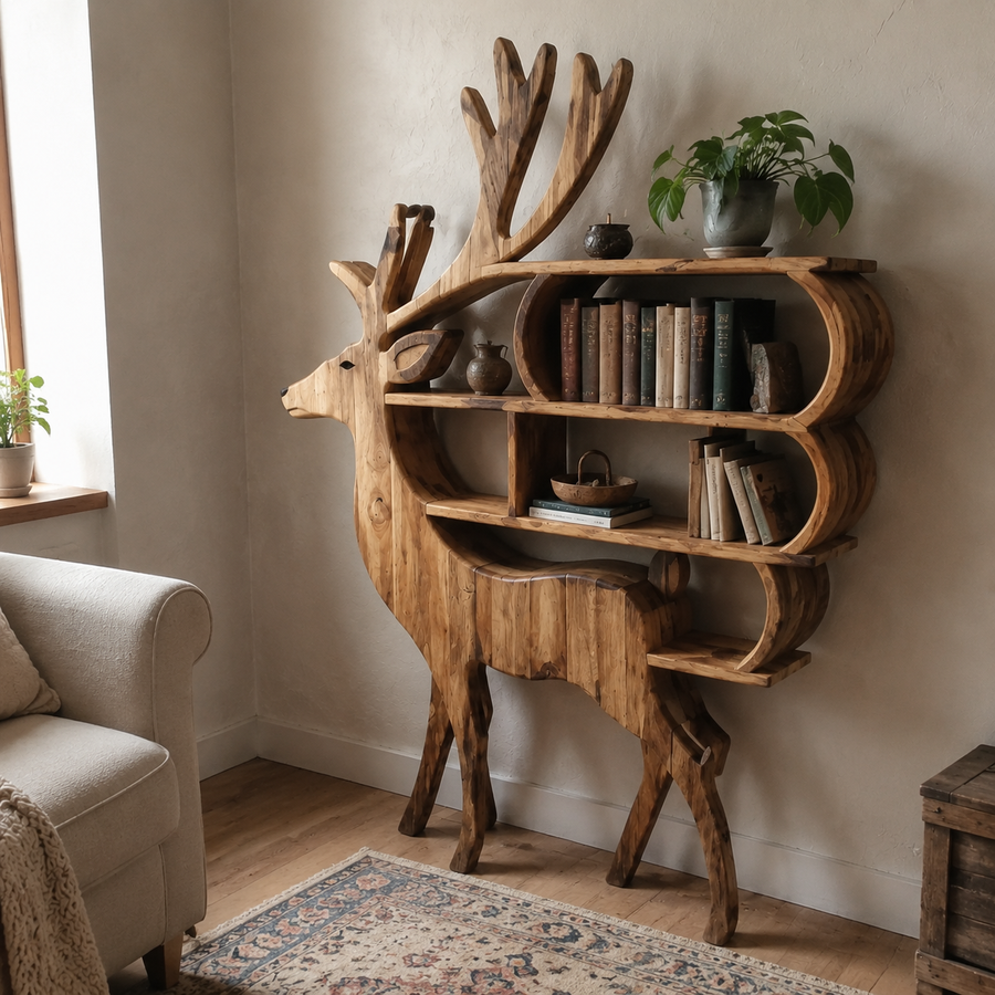 Forest Guardian Deer Wall Storage Shelf