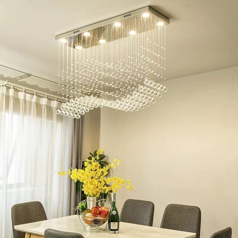 Luxury Rectangular Crystal Raindrop Chandelier - Image 6