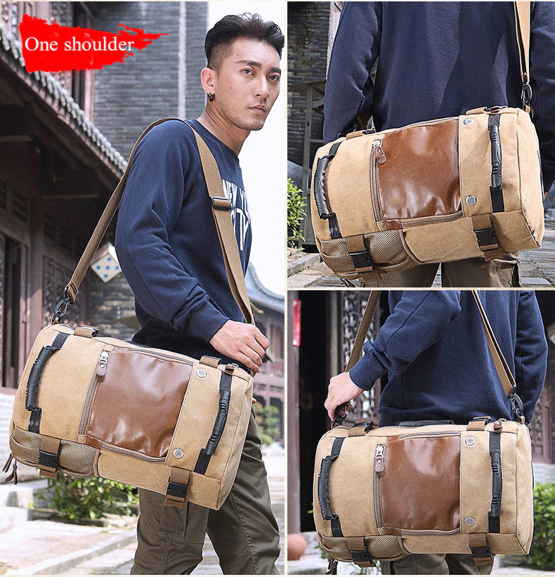Men Canvas Multifunctional Travel Backpack - Image 7