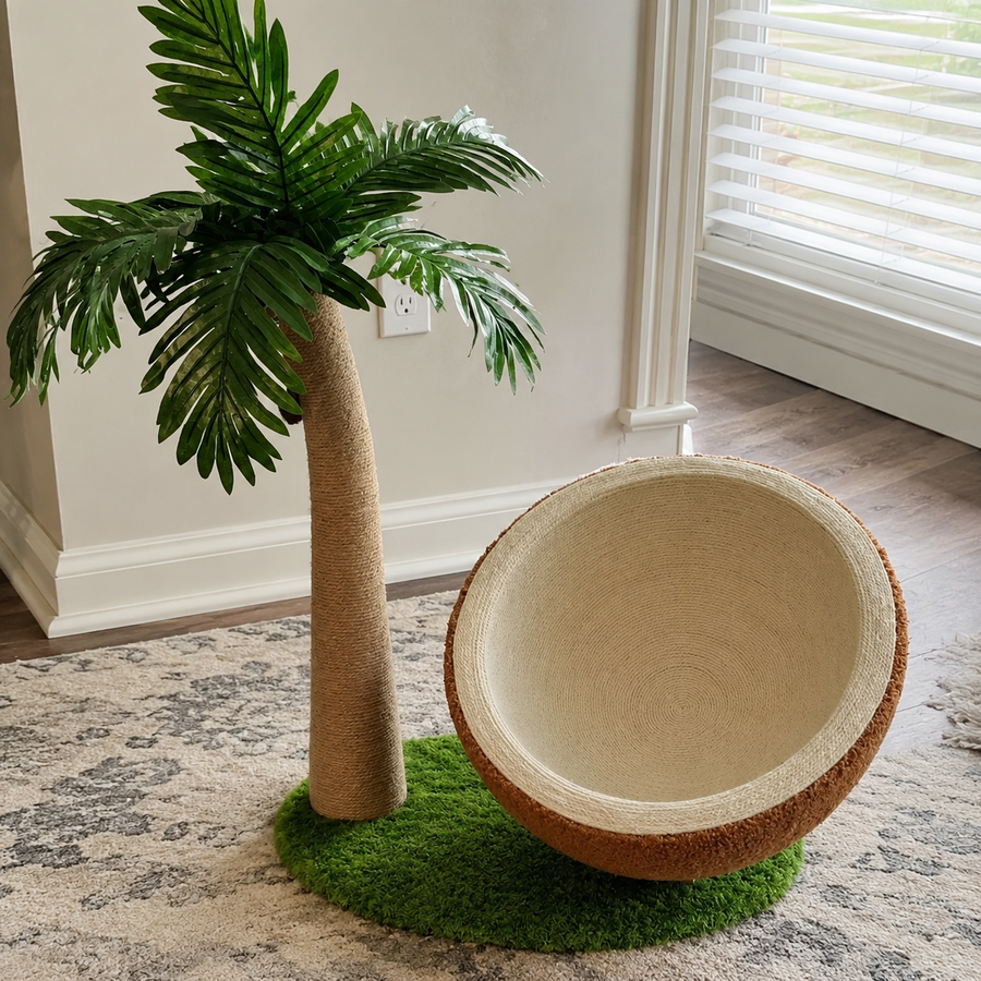 Palm Nest Coconut Shell Cat Lounger Tree