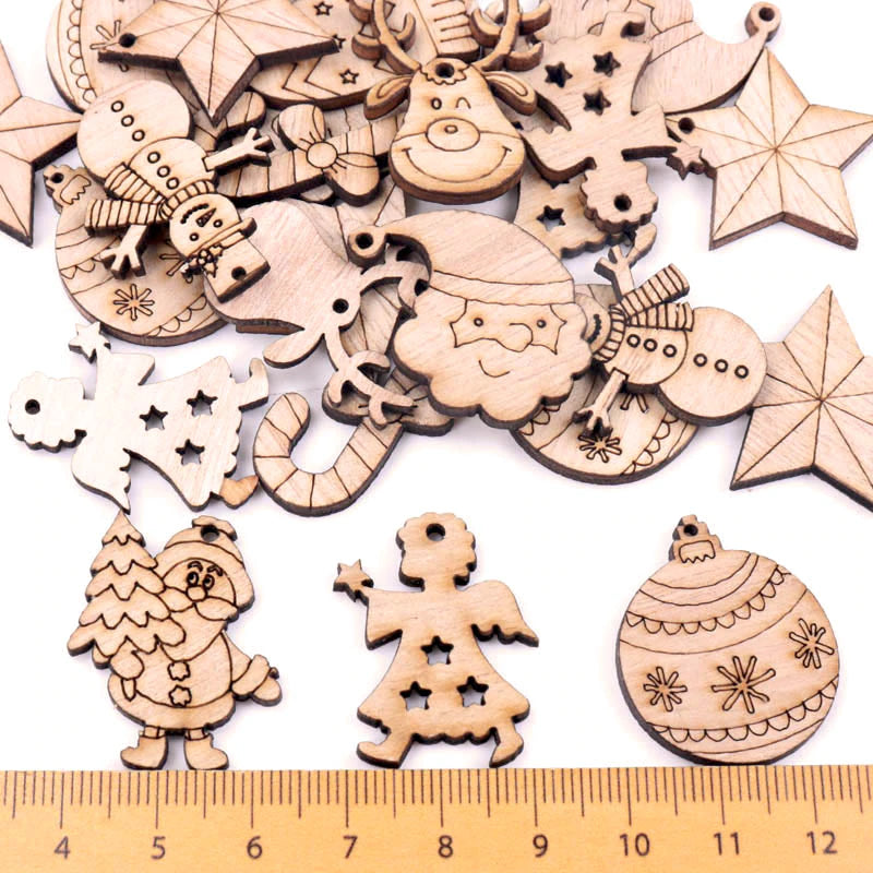 Wooden Winter Happy Christmas Ornaments - Image 1