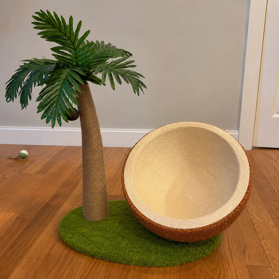 Palm Nest Coconut Shell Cat Lounger Tree