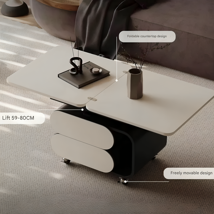 Modern Nordic Height Adjustable Hidden Drawers Coffee Table - Image 3