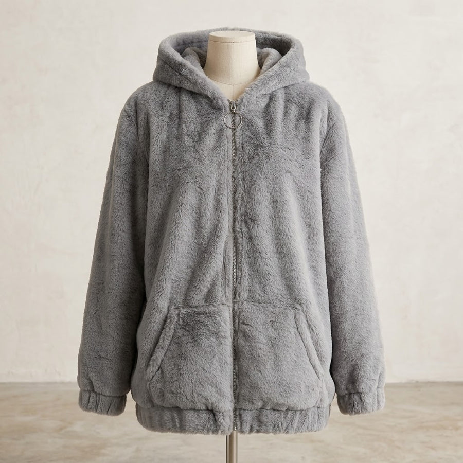 Street Mouse Oversized Plush Zip Hoodie Jacket