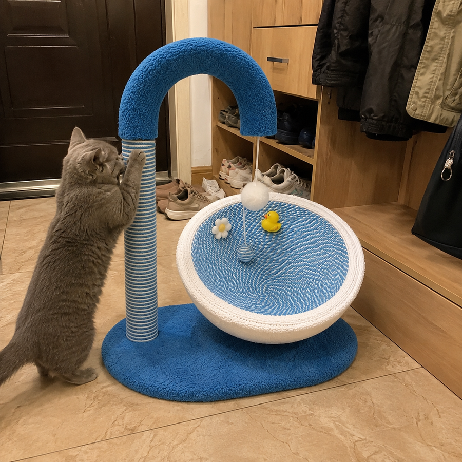 Curve Ball Sisal Scratching Climbing Cat Playground Bed