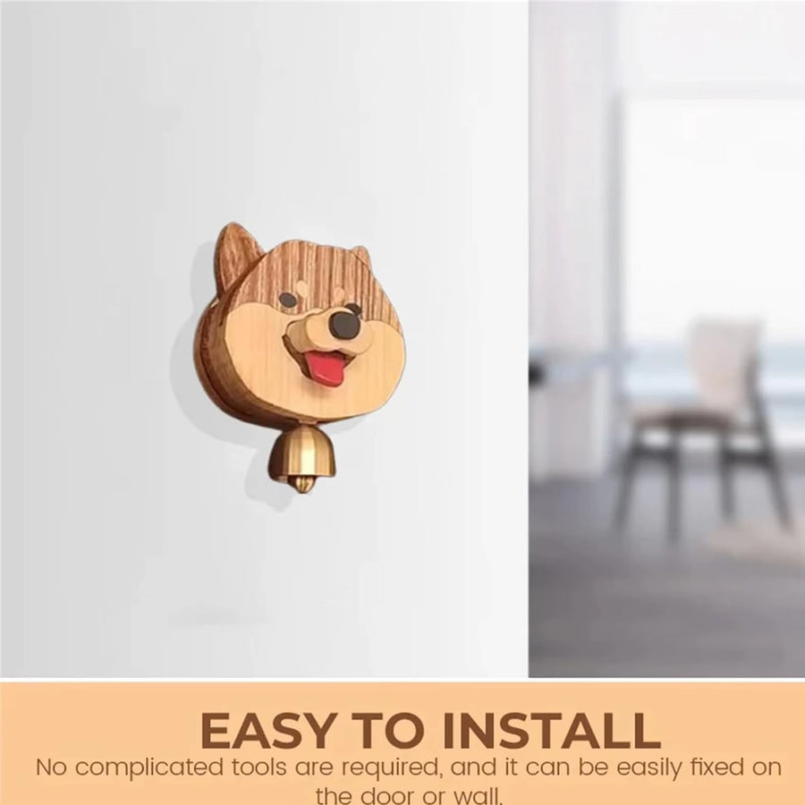 Playful Shiba Dog Face Wooden Doorbell - Image 4
