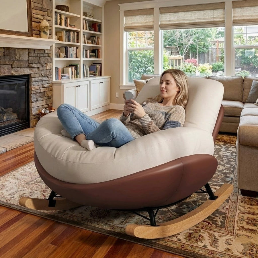Italian Wood Soft Comfy Rocking Chair - Image 0