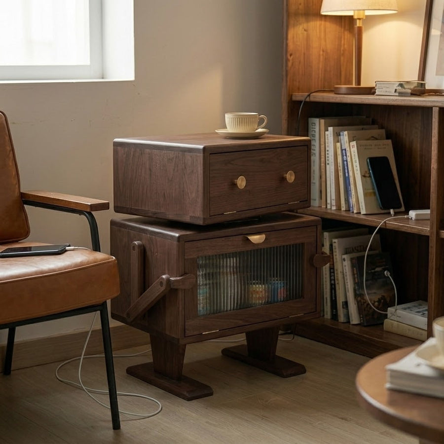 Nordic Walnut Robot Bedside Cabinet - Image 2