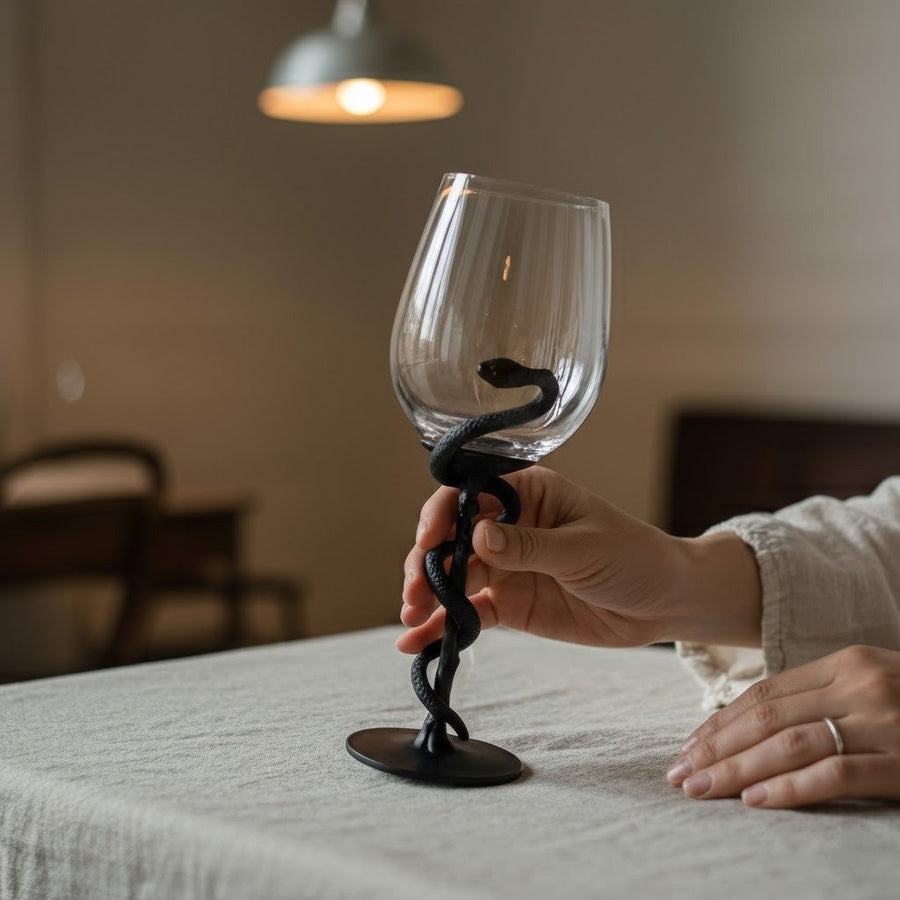 Black Snake Sculpted Wine Glass - Image 0