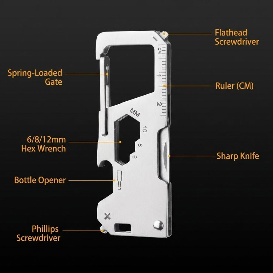 Tactical Steel EDC Folding Keychain Multi-Tool - Image 3
