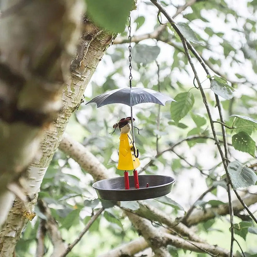 Artistic Raincoat Girl Bird Feeder - Image 3