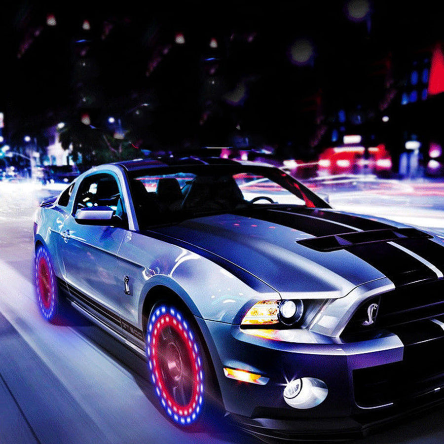 Auto-Illuminating Solar RGB LED Car Tire Light - Image 0