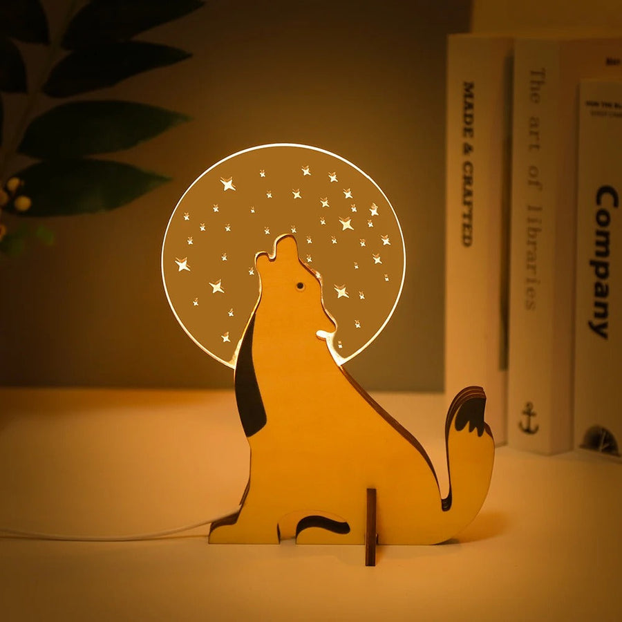 Charming Wooden Animals LED Bedside Lamps - Image 1