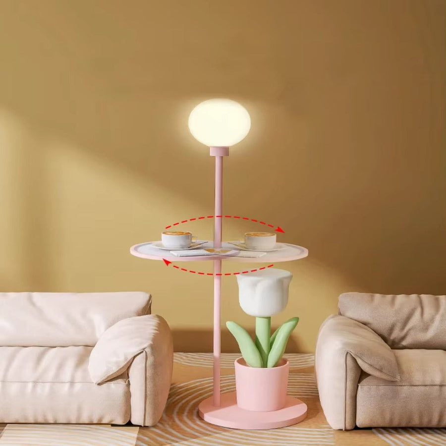 Tulip Blossom Flower Integrated Nightstand Floor Lamp - Image 1