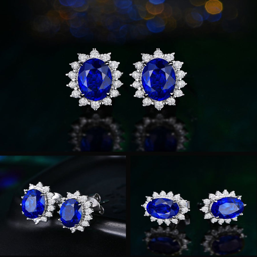 Eastern Aura Oval Blue Gem Earring - Image 3
