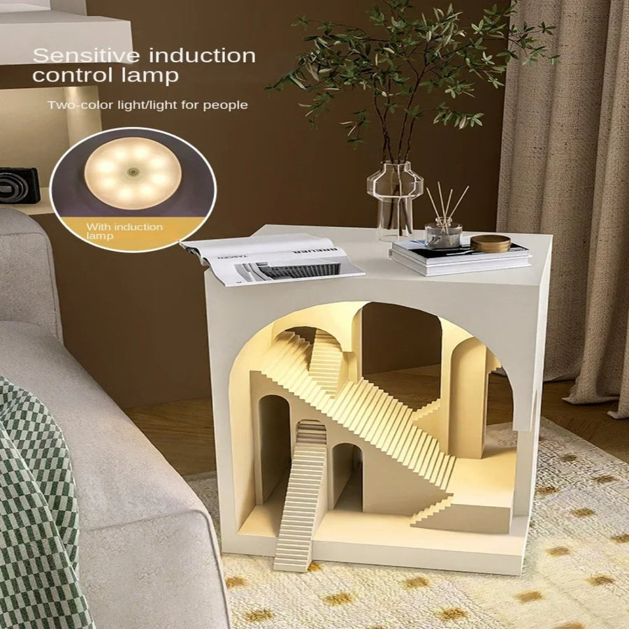 Modern Minimalist Sculpted Led Art Side Table - Image 2