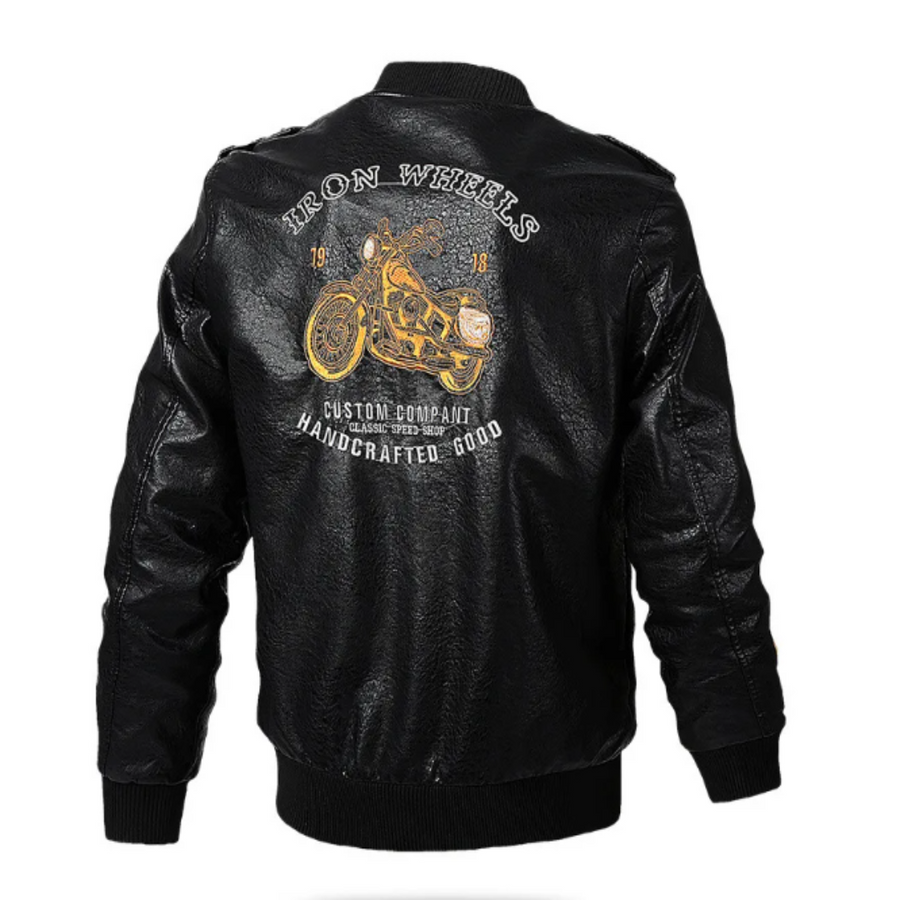 Classic Biker Men Faux Leather Motorcycle Jacket - Image 3