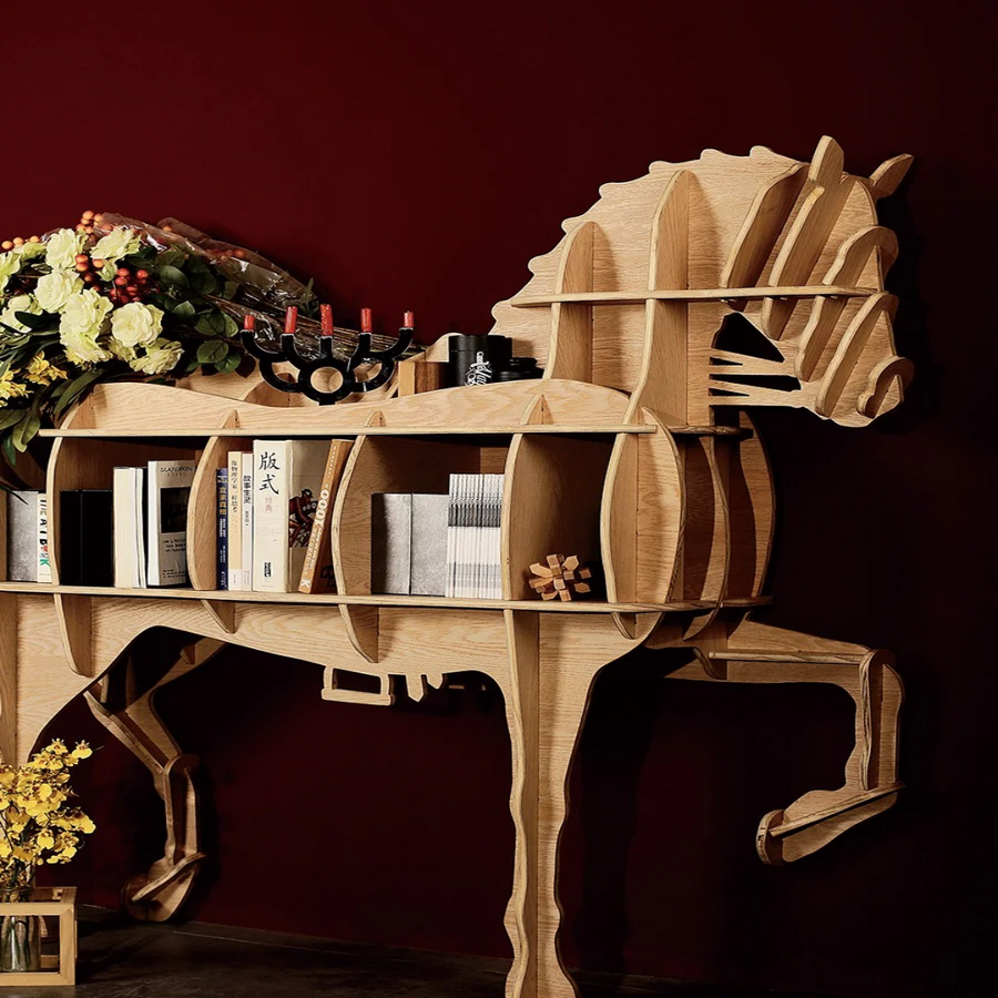 Horse-Shaped Wooden Decorative Bookshelf - Image 3