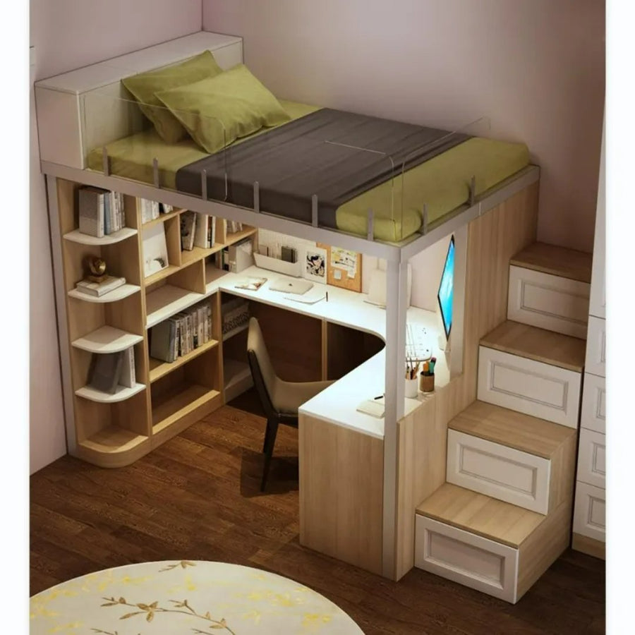 Modern Study Desk Space-Saving Bunk Bed - Image 4