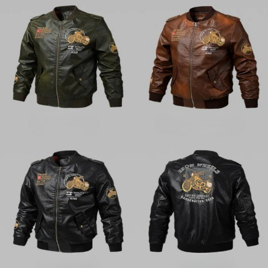 Classic Biker Men Faux Leather Motorcycle Jacket - Image 1