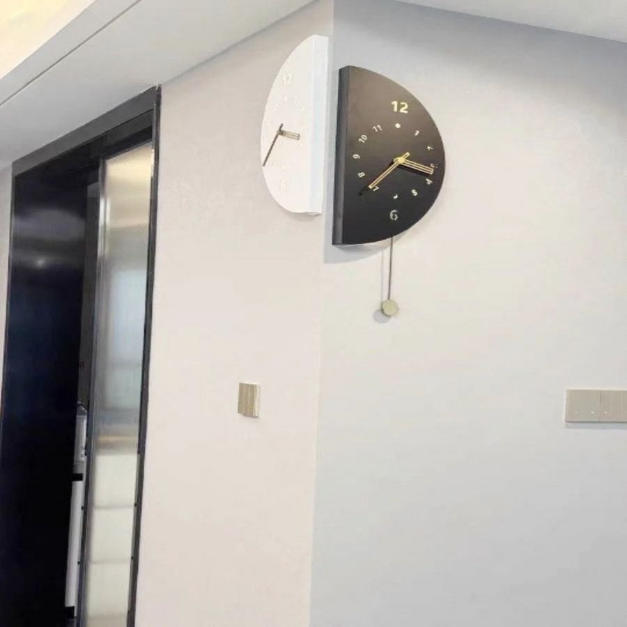 Geometric Half-Moon Dual Wall Clock - Image 2
