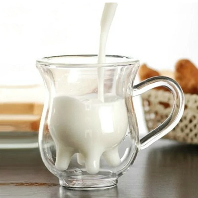 Cow Double Layer Glass Mug - Image 2