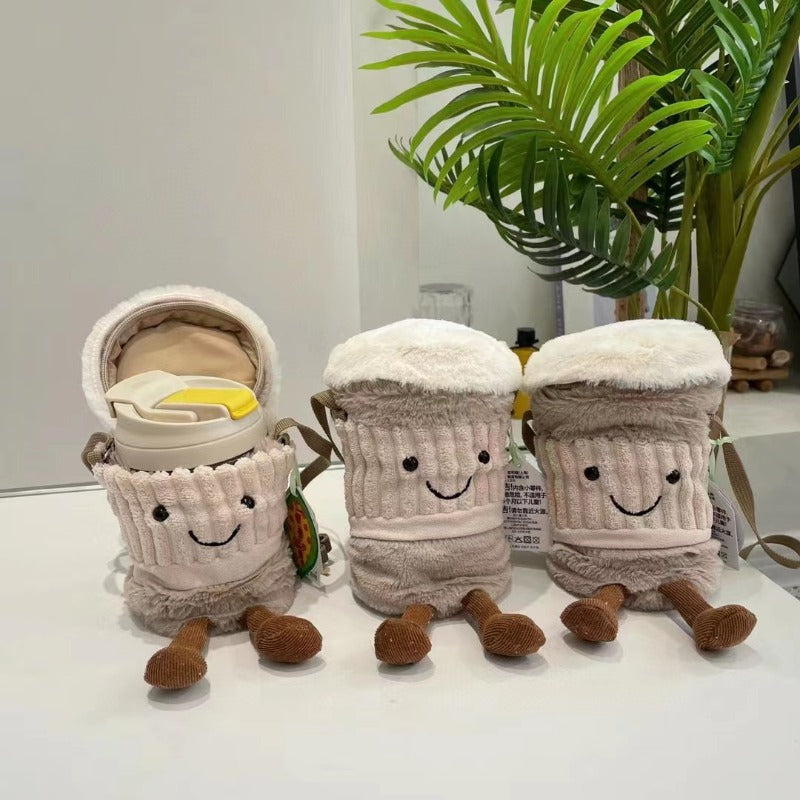Cute Happy Coffee Mug Holder Plush Bag - Image 6