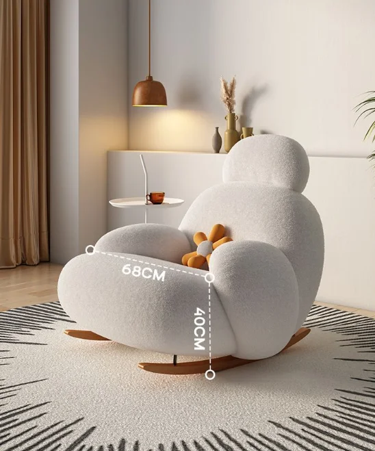 Modern Ergonomic European Fluffy White Lounge Chair - Image 1