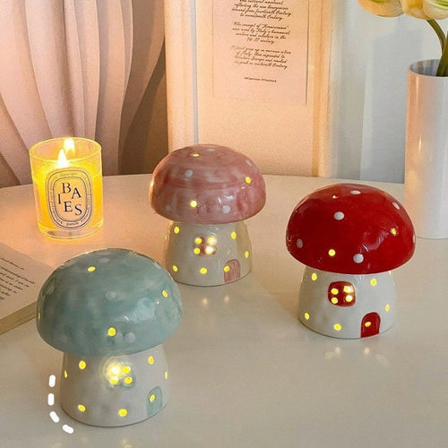 Dreamy Mushroom Shape Ceramic Bedside Lamp - Image 0
