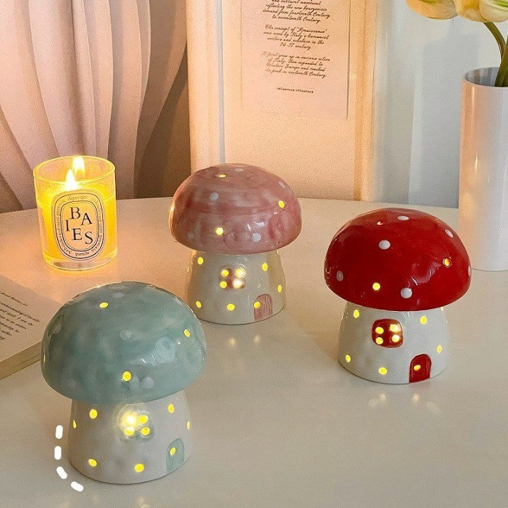 Dreamy Mushroom Shape Ceramic Bedside Lamp - Image 0