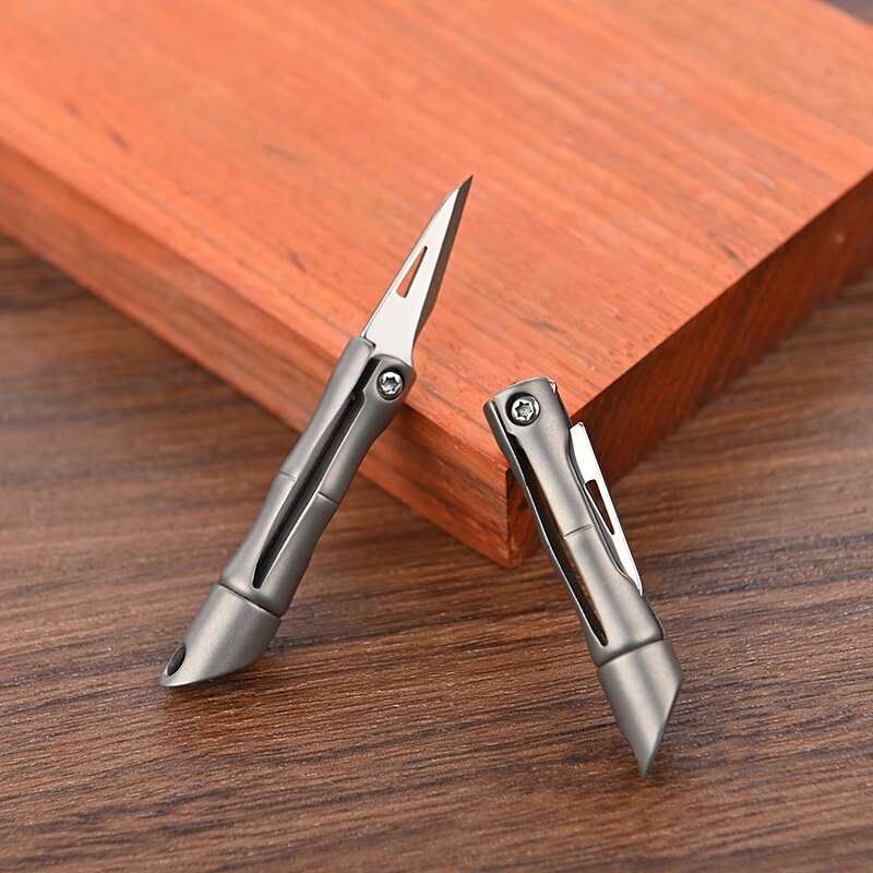 Titanium Alloy Bamboo Mini Keychain Knife - Image 5