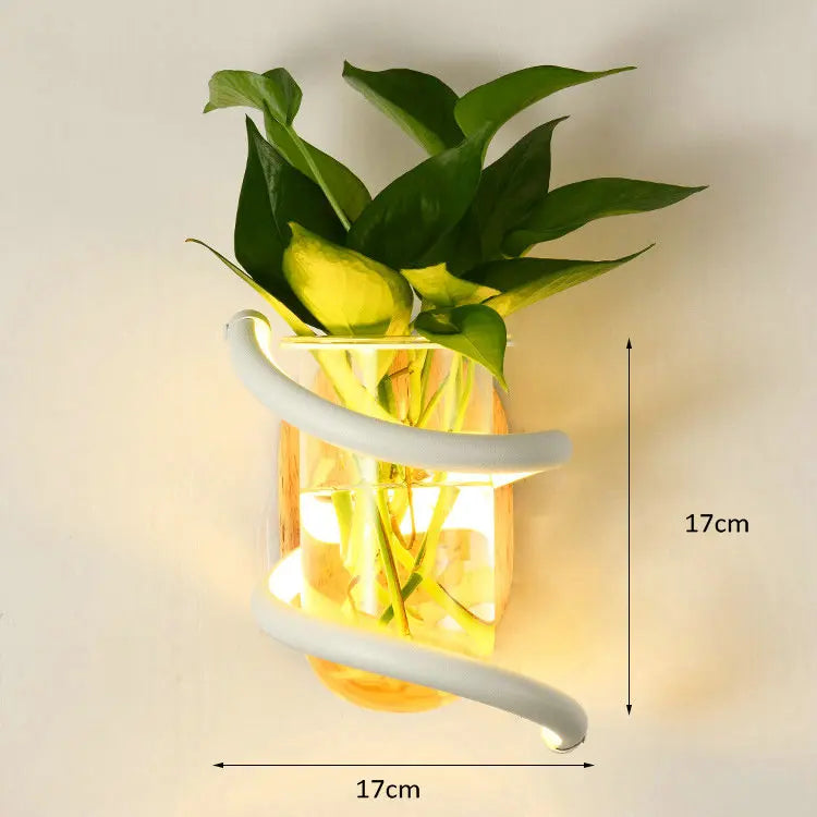 Nordic Unique Wooden Outdoor Wall Vase Lamp - Image 6