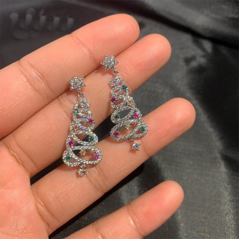 Mini Elegant Christmas Tree Earrings - Image 0