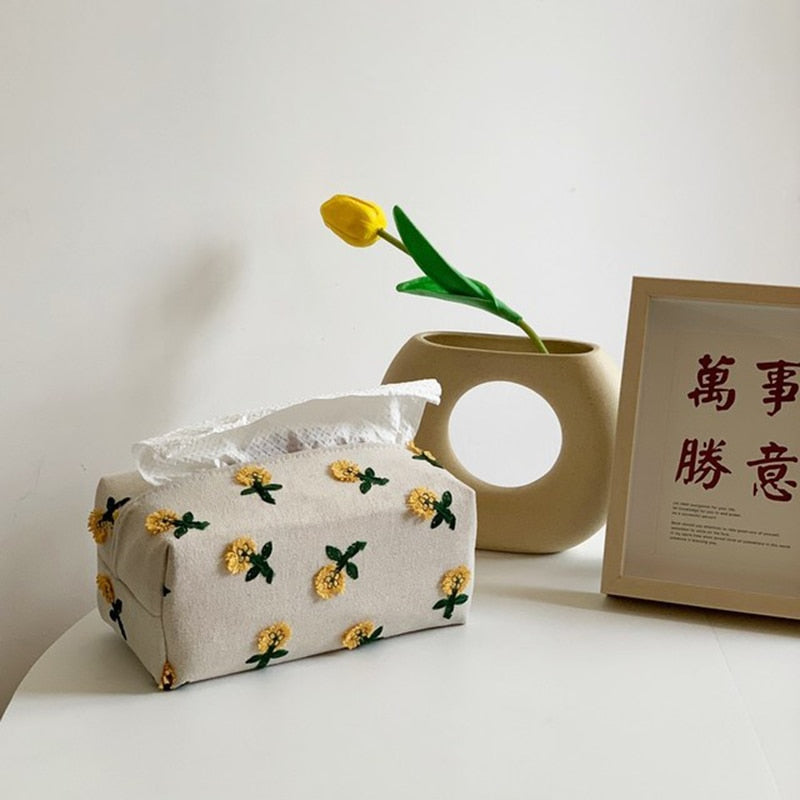 Japanese Style Environment Friendly Flower Tissue Box - Image 1