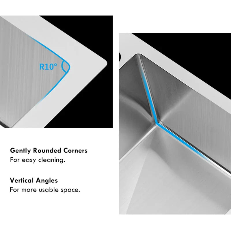 Infinity Edge Steel Artisanal Brushed Kitchen Sink - Image 2