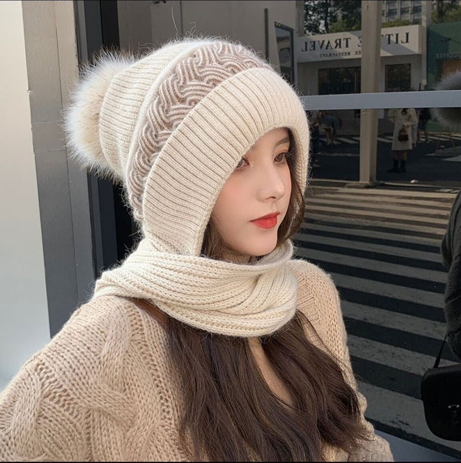2in1 Wool Winter Scarf Hat - Image 5