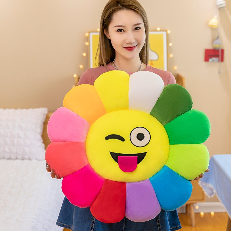 Colorful Sunflower Plush Comfy Seat Cushion - Image 2