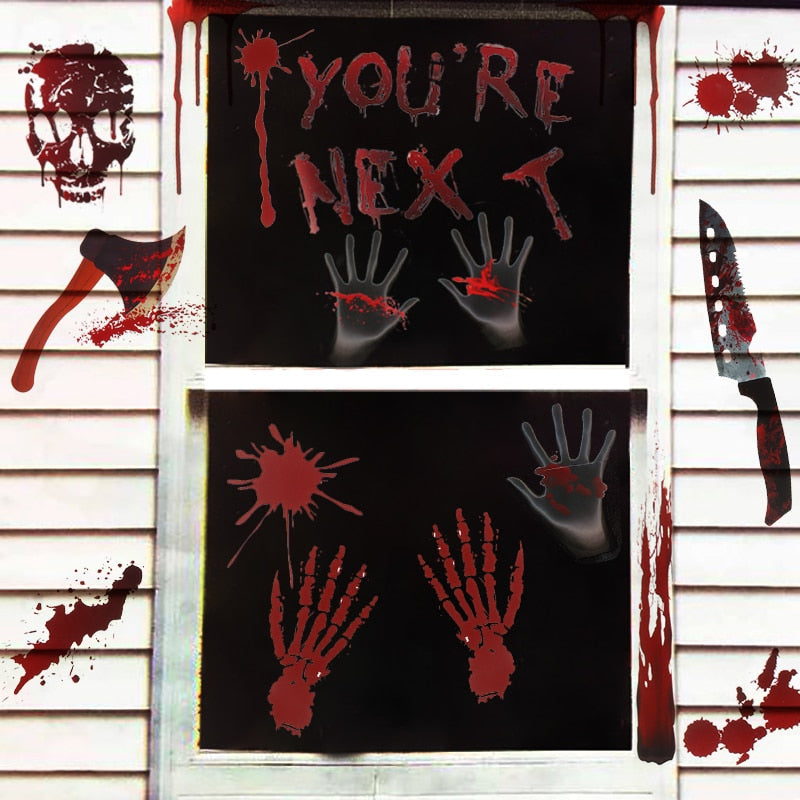 Bloody Handprint Stickers Halloween Decor - Image 2