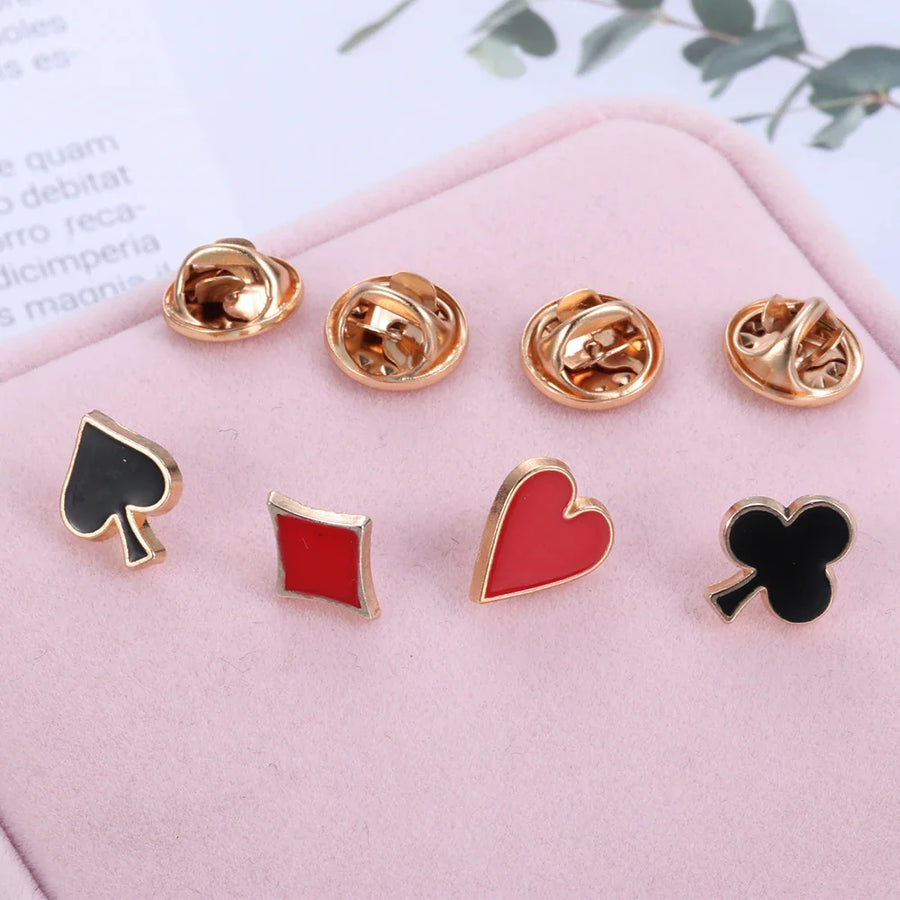 Zinc Alloy Poker Card Collar Clips Brooch Set - Image 2