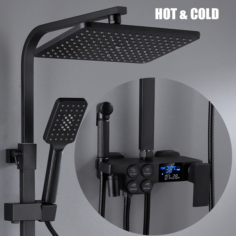 Elegant Digital Wall Mounted Smart Thermostatic Bath Faucet - Image 14