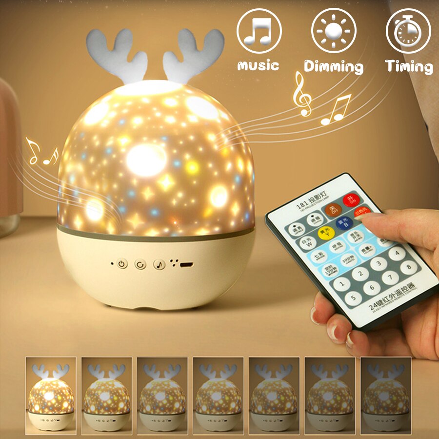 Rotating Deer Music Star Projector Night Lamp - Image 1