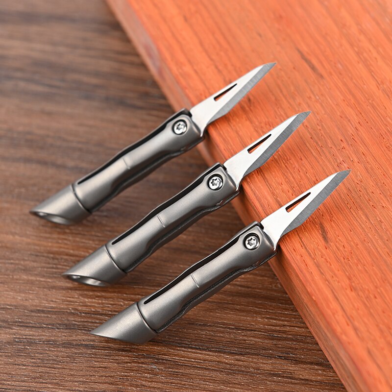 Titanium Alloy Bamboo Mini Keychain Knife - Image 1