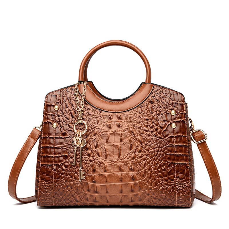 Crocodile Leather Vintage Shoulder Bag - Image 9