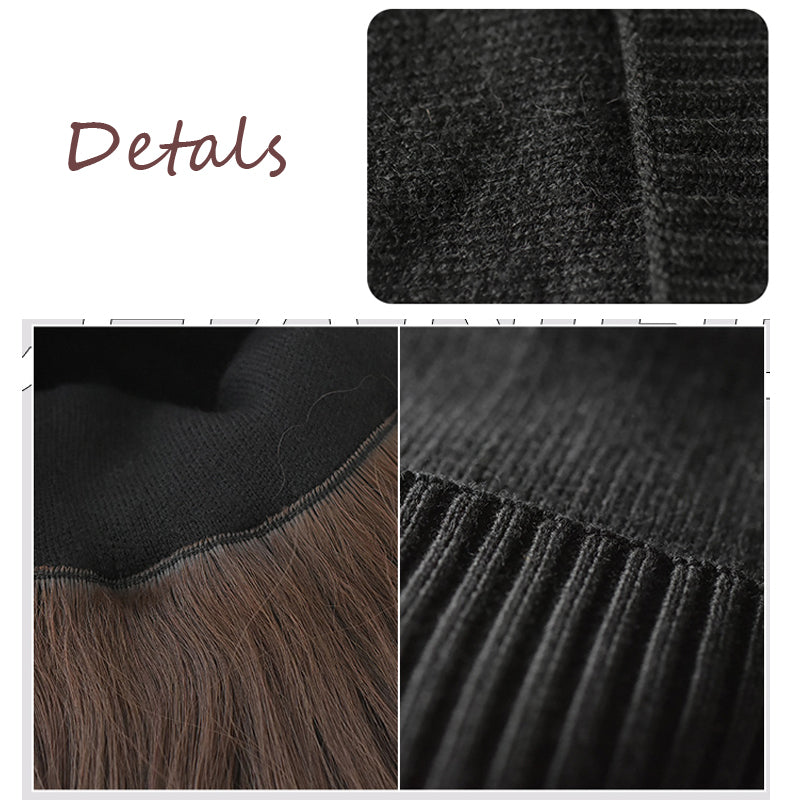Knitted Long Hair Wig Beanie - Image 3