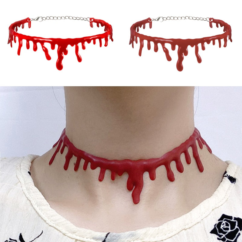 Fake Blood Drip Halloween Necklaces - Image 2