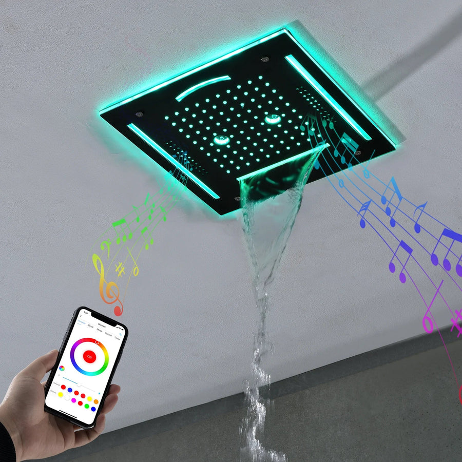 LED Music Shower Set Ceiling Rainfall Waterfall - Image 1
