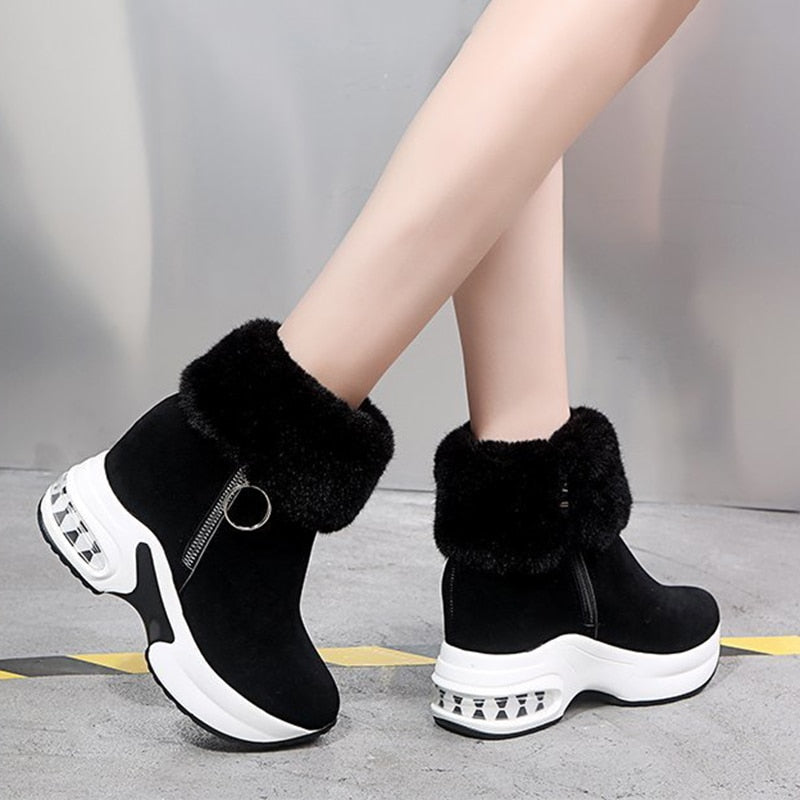 Fur Zipper Wedges Winter Boots - Image 5
