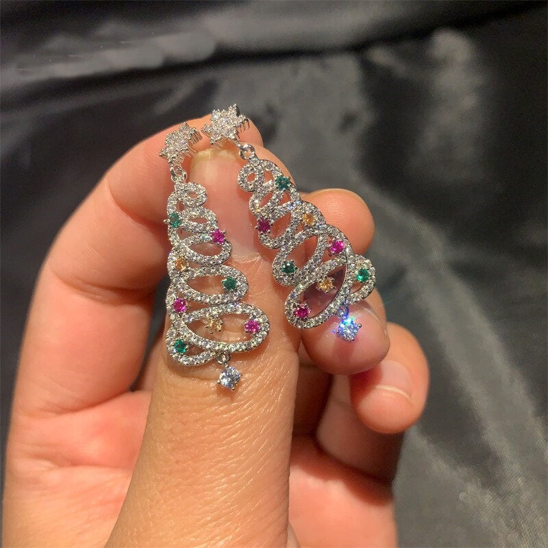 Mini Elegant Christmas Tree Earrings - Image 2
