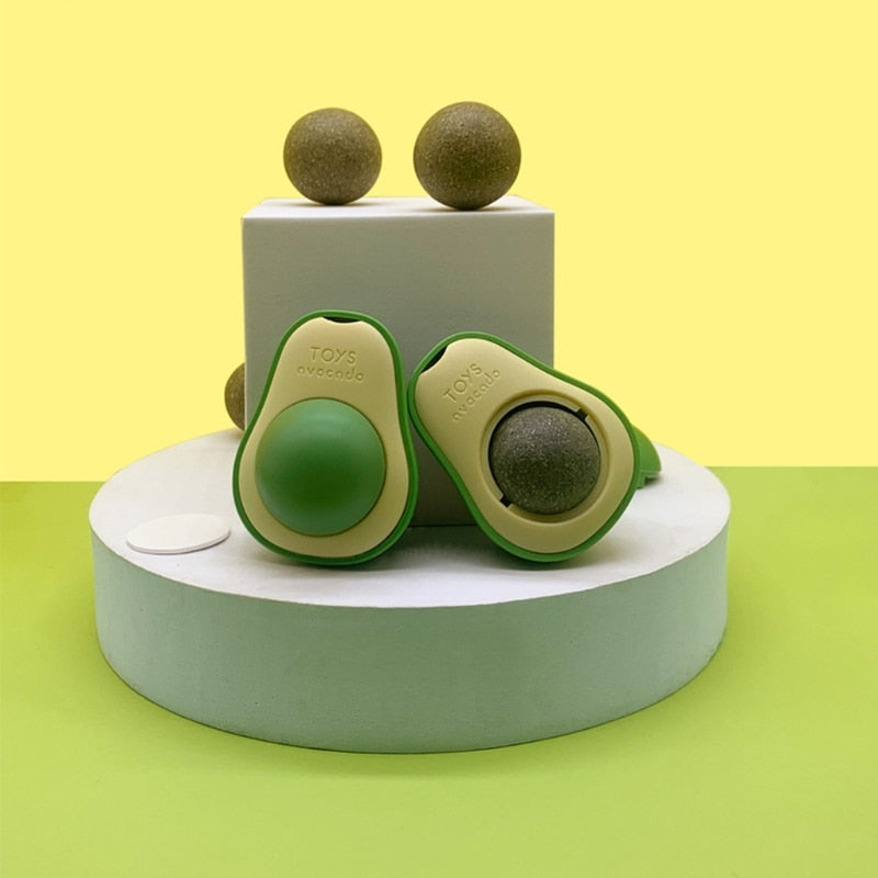 Wall-Mounted Cat Avocado Toy Ball - Image 0