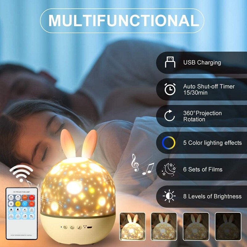 LED Universe Stars Bunny Projector Night Light - Image 2